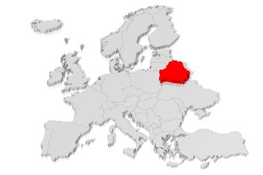 3D harita - Beyaz Rusya - illüstrasyon