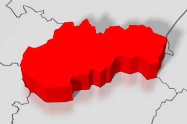 3D harita - Slovakya - illüstrasyon