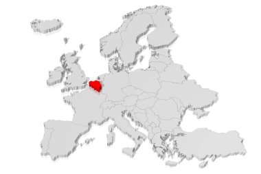 3D harita - Belçika - illüstrasyon