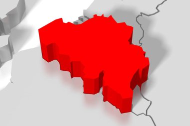 3D harita - Belçika - illüstrasyon