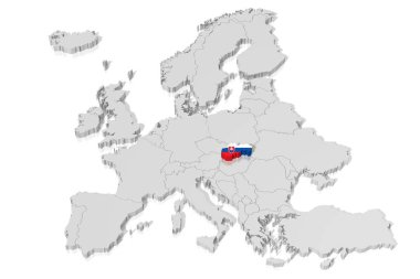 3D harita, bayrak - Slovakya