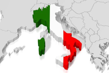3D harita, bayrak - İtalya