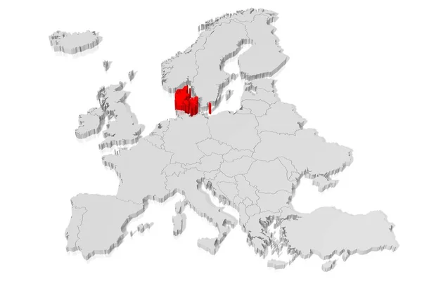 Mapa Dinamarca Ilustración — Foto de Stock