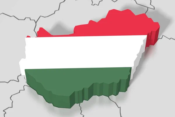 Kaart Vlag Hongarije — Stockfoto