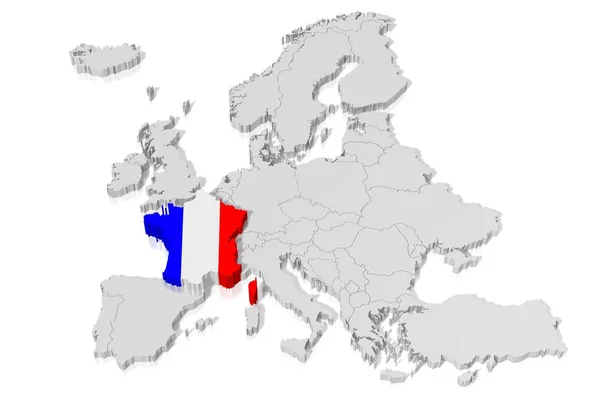 Kaart Vlag Frankrijk — Stockfoto