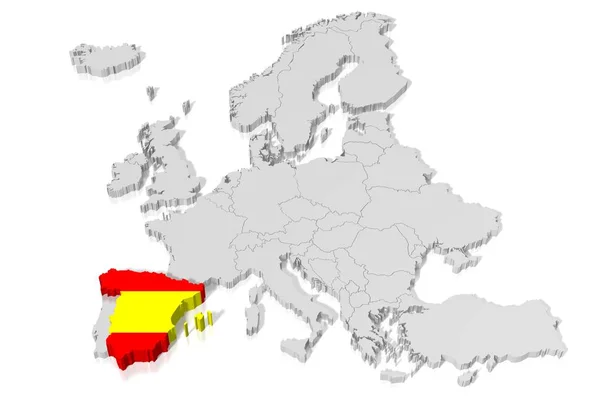 Kaart Vlag Spanje — Stockfoto