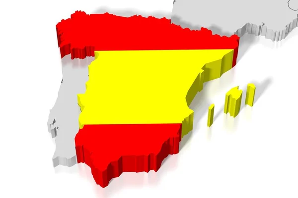 Karta Flagg Spanien — Stockfoto