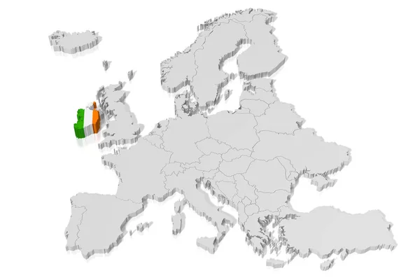 Kaart Vlag Ierland — Stockfoto