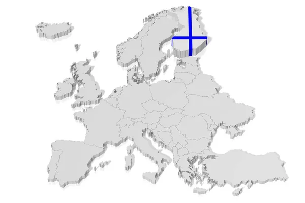 Kaart Vlag Finland — Stockfoto