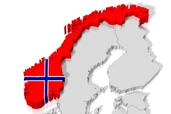 Mapa Bandeira Noruega — Fotografia de Stock