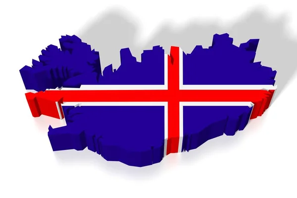 Mappa Bandiera Islanda — Foto Stock