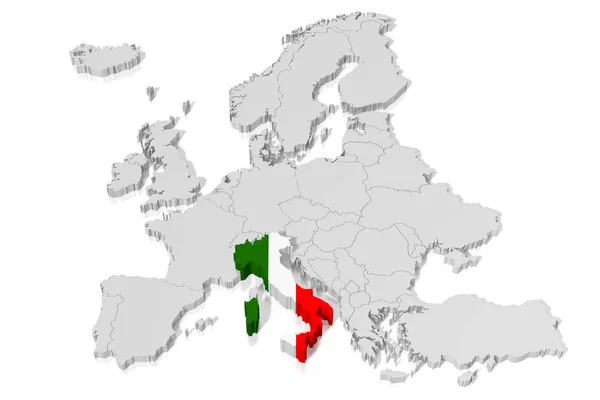 Kaart Vlag Italië — Stockfoto