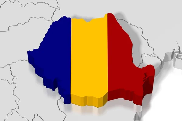 Mappa Bandiera Romania — Foto Stock