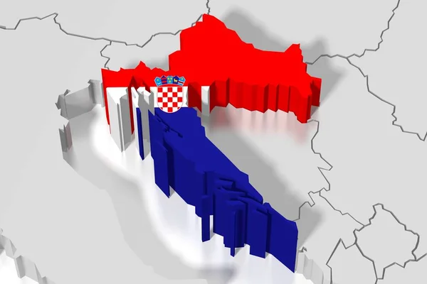Karte Fahne Kroatien — Stockfoto
