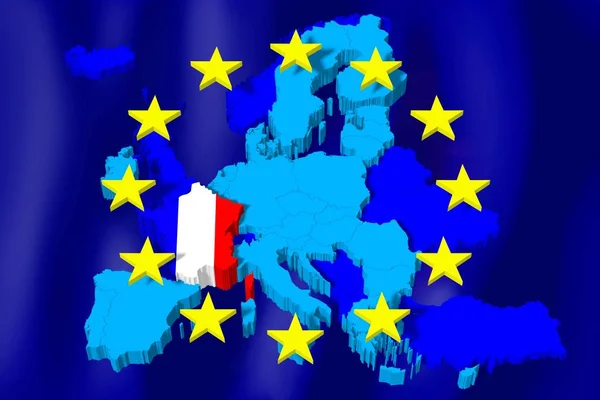 Mappa Bandiera Dell Unione Europea Francia — Foto Stock