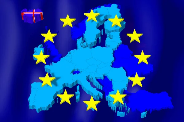Mappa Bandiera Dell Unione Europea Islanda — Foto Stock