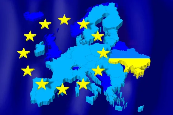 Europeiska Unionen Karta Flagga Ukraina — Stockfoto