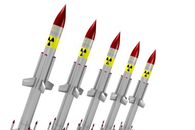 3d füze - nükleer savaş başlığı - beyaz arka plan üzerinde izole