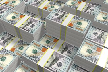 3D yüz dolar faturaları illüstrasyon - bankacılık, Maliye, hazine gibi konular için büyük