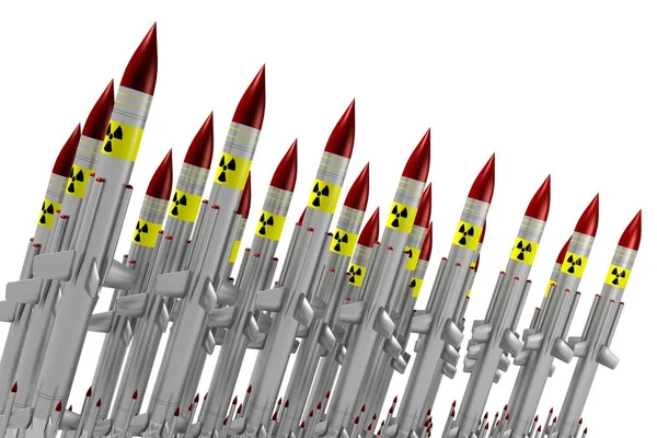 Misiles Ojivas Nucleares Aislados Sobre Fondo Blanco —  Fotos de Stock