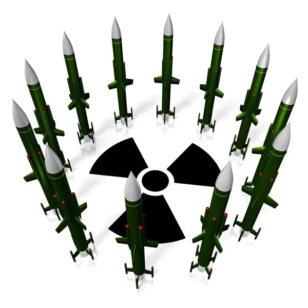 Missiles Nuclear Warheads Radioactivity Symbol — Stock Photo, Image