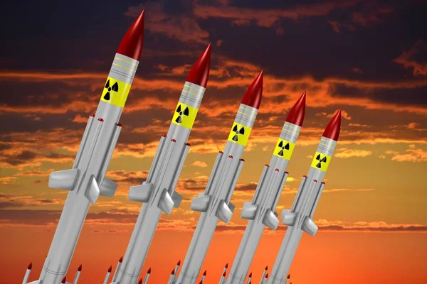 Misiles Ojivas Nucleares Cielo Segundo Plano —  Fotos de Stock