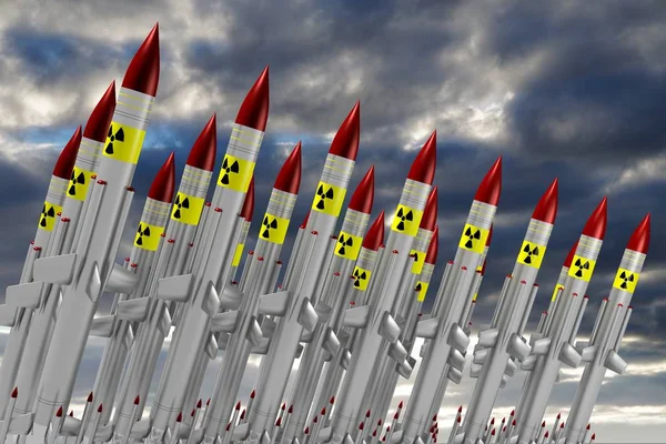 Misiles Ojivas Nucleares Cielo Segundo Plano —  Fotos de Stock
