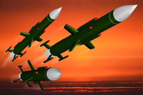 Misiles Ojivas Nucleares Cielo Segundo Plano — Foto de Stock