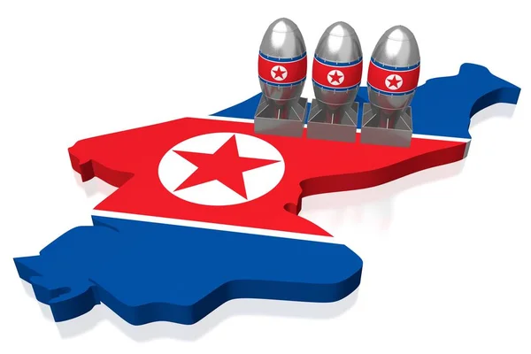 Северная Корея Атомные Бомбы Иллюстрация — стоковое фото