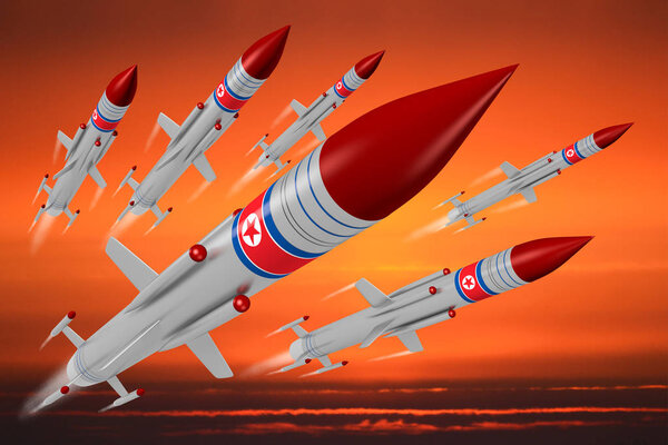 North Korea, missiles - 3D illustration