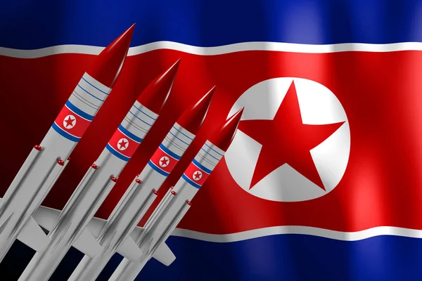 Korea Północna Pociski Atomowe Ilustracja — Zdjęcie stockowe