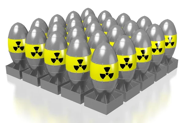 Atomové Bomby Izolované Bílém Pozadí — Stock fotografie