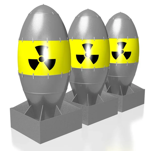 Атомні Бомби Ізольовані Білому Тлі — стокове фото
