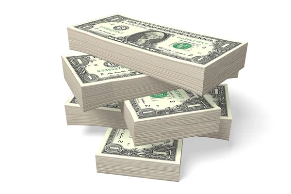 Dollar Räkningar Illustration Staplade Pengar — Stockfoto
