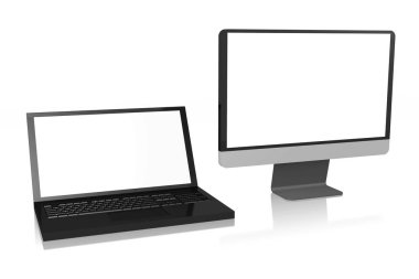 3D bilgisayar ve laptop illüstrasyon