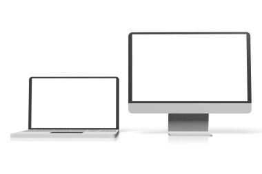 3D bilgisayar ve laptop illüstrasyon