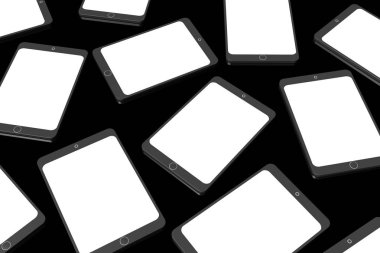 3d tablet - siyah arka plan üzerine izole