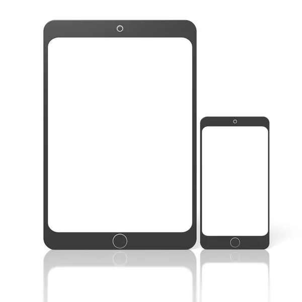 手机和平板电脑 隔离在白色背景 — 图库照片