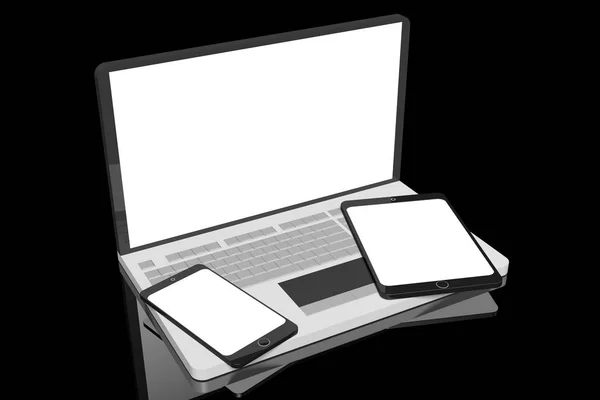 Laptop Computer Tablet Mobile Phone — Stock Photo, Image