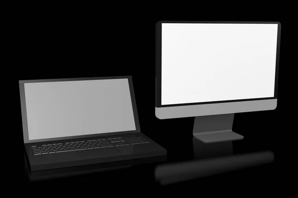 Computer Laptop Isolated Black Background — Stock Photo, Image