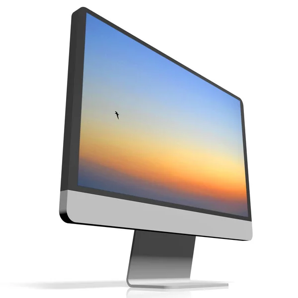 Computer Monitor Illustration Himmel Auf Einem Bildschirm — Stockfoto
