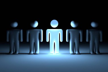 3D çizgi film karakterleri - kalabalık dışarı / liderlik kavramı