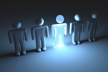 3D çizgi film karakterleri - kalabalık dışarı / liderlik kavramı