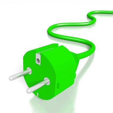 3D yeşil elektrik fişi