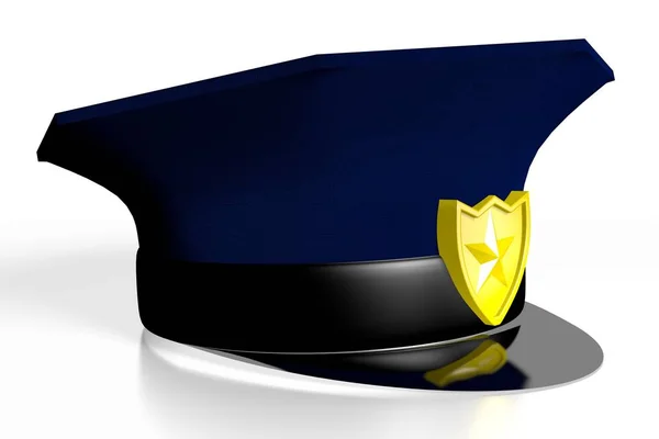 Cappello Polizia Isolato Sfondo Bianco — Foto Stock