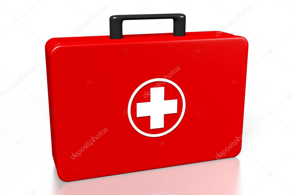Red medical bag - isolated on white background.