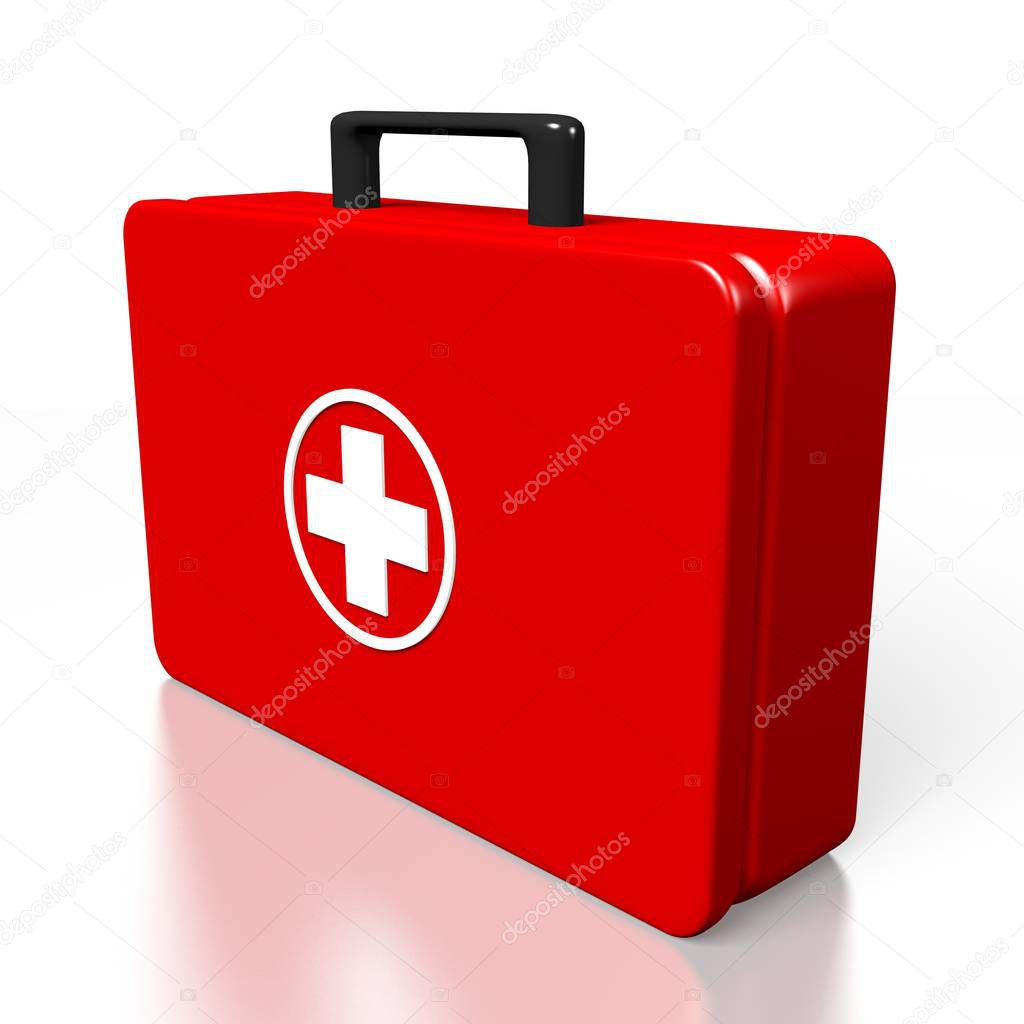 Red medical bag - isolated on white background.