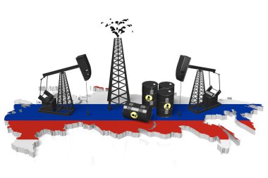 Rusya kavram 3D petrol kuyuları