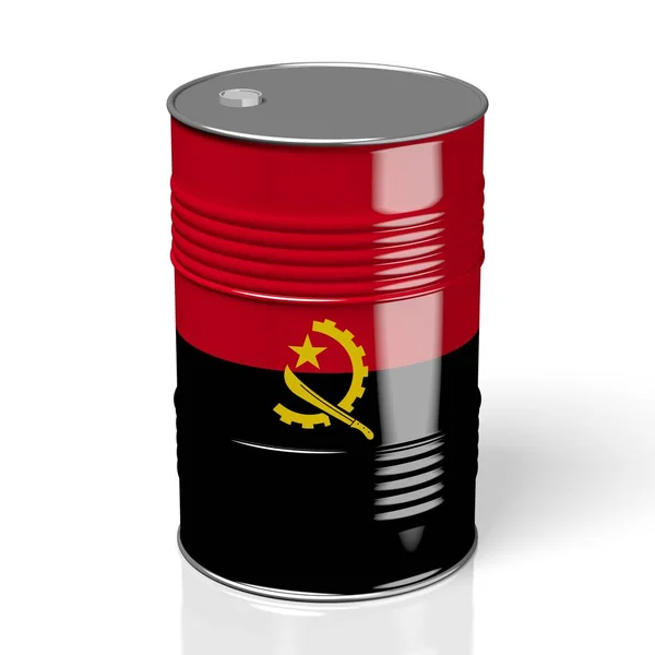 Barril Petróleo Bandera Angola —  Fotos de Stock