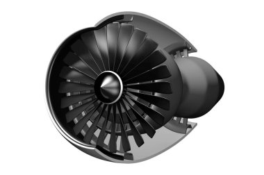 3D jet motoru - açık görünüm/yandan görünüm